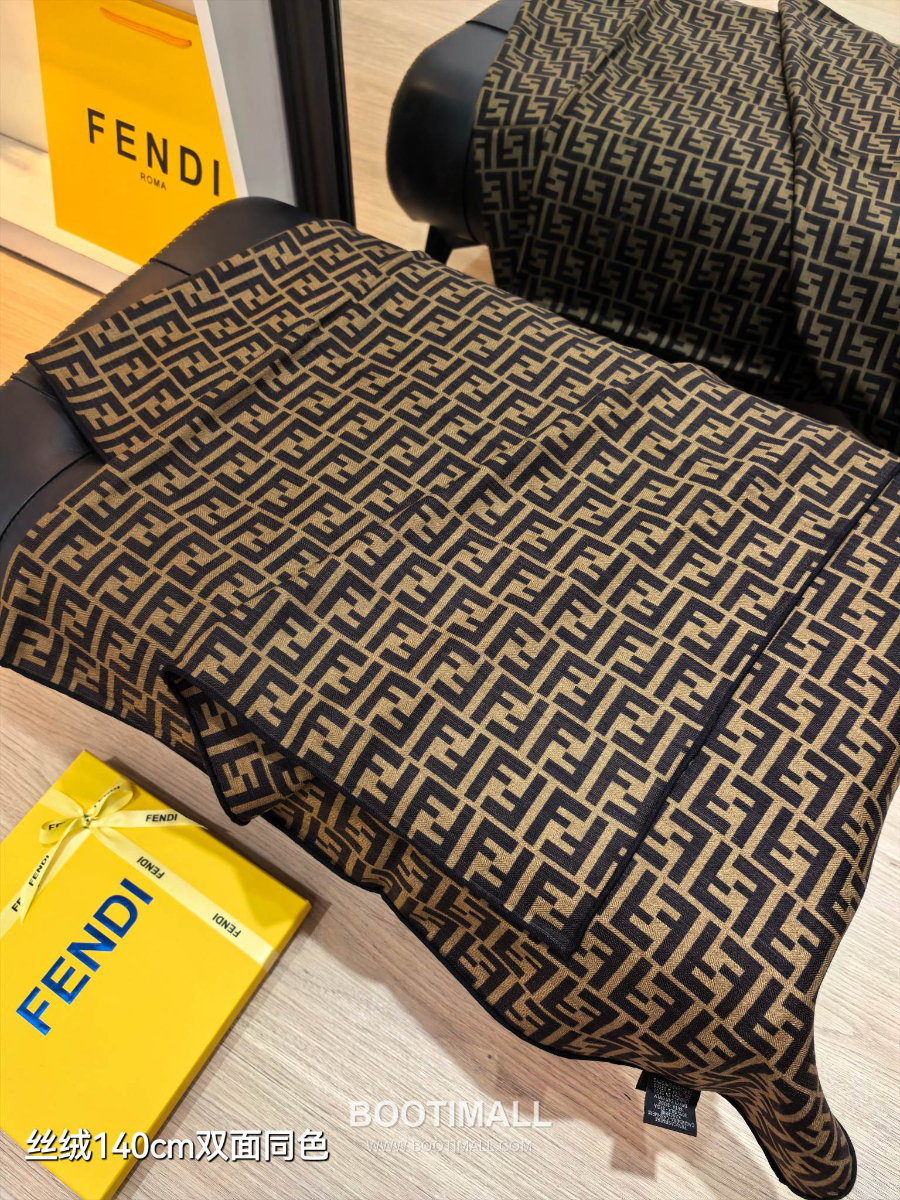 Fendi Cashmere Silk Shawl 140 FF Logo Jacquard 펜디 캐시미어 실크 숄 140 FF 로고 자카드 RFD2507-5 140cm 4