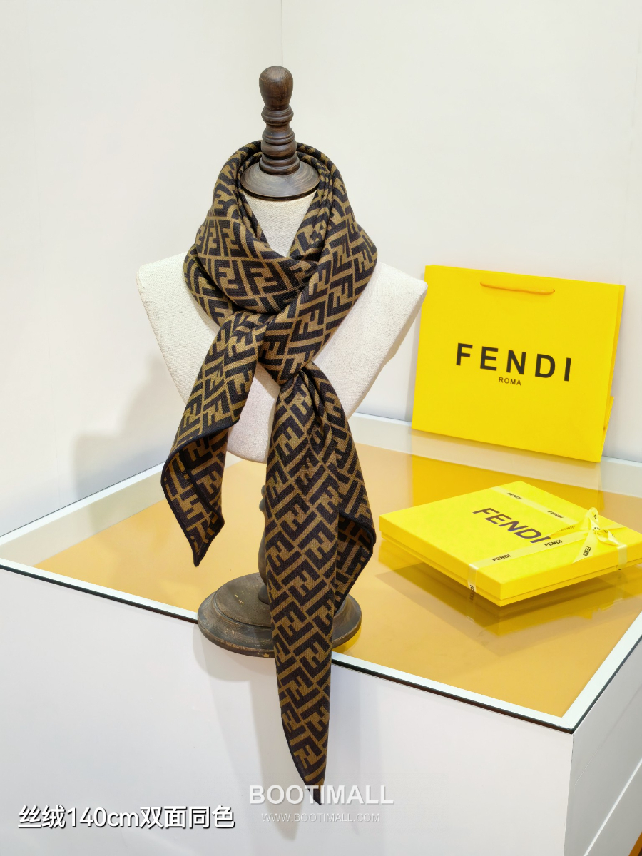 Fendi Cashmere Silk Shawl 140 FF Logo Jacquard 펜디 캐시미어 실크 숄 140 FF 로고 자카드 RFD2507-5 140cm 8