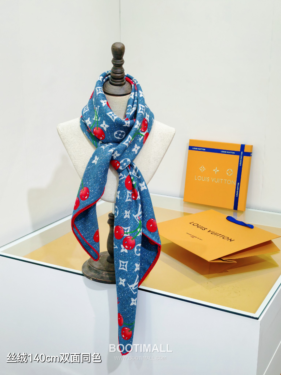 Louis Vuitton x Takashi Murakami Cashmere 루이비통 x 다카시 무라카미 캐시미어 실크 숄 140 모노그램 체리(세리즈) RLV2541 140×140cm 7
