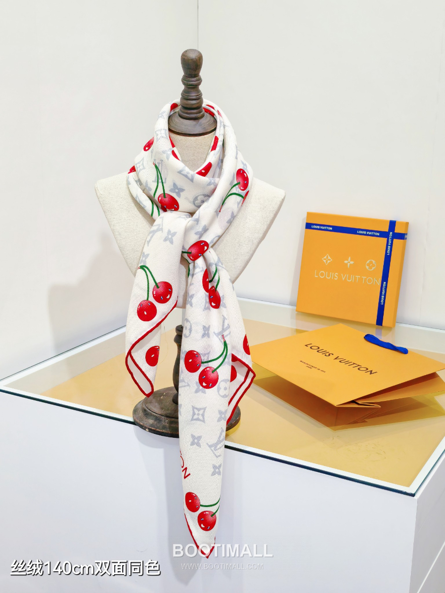 Louis Vuitton x Takashi Murakami Cashmere 루이비통 x 다카시 무라카미 캐시미어 실크 숄 140 모노그램 체리(세리즈) RLV2541-1 140cm 9