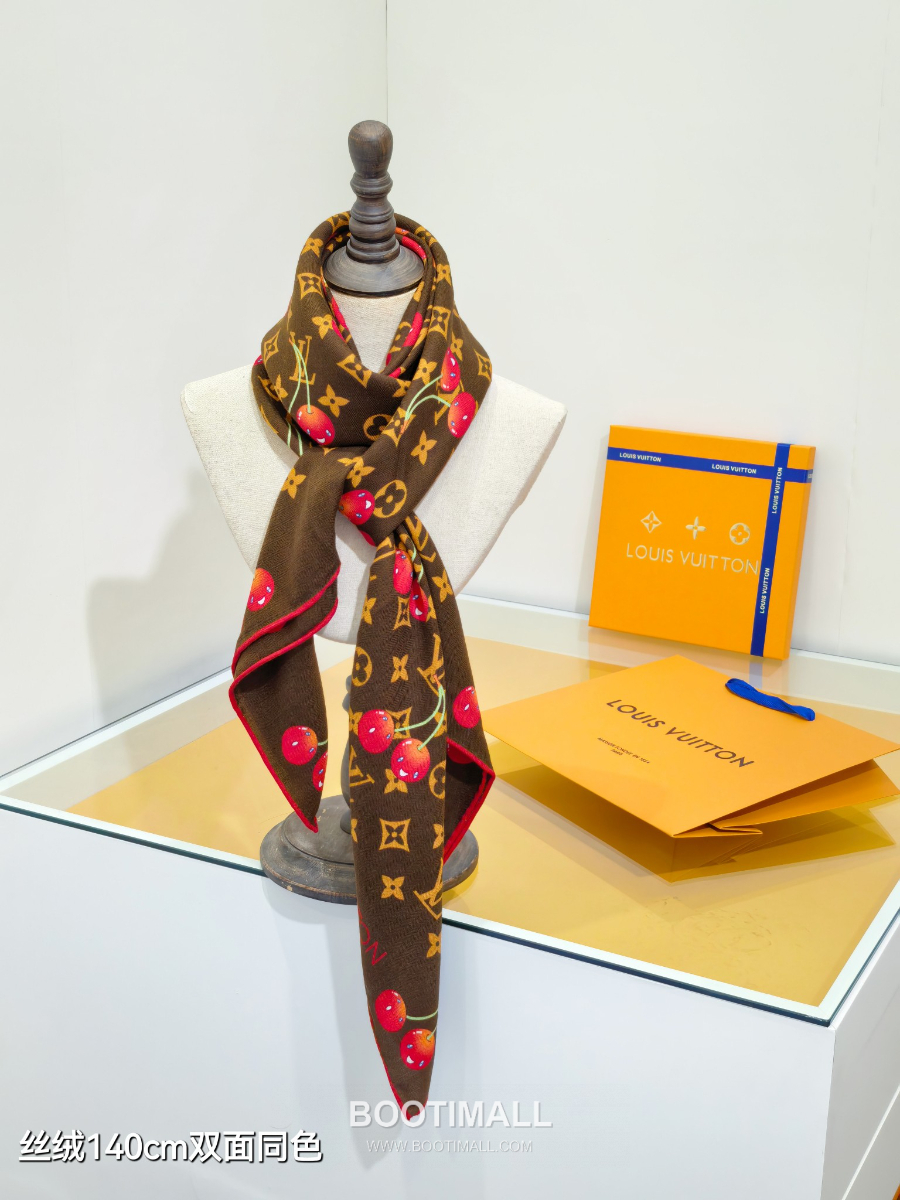 Louis Vuitton x Takashi Murakami Cashmere 루이비통 x 다카시 무라카미 캐시미어 실크 숄 140 모노그램 체리(세리즈) RLV2541-2 140cm 7