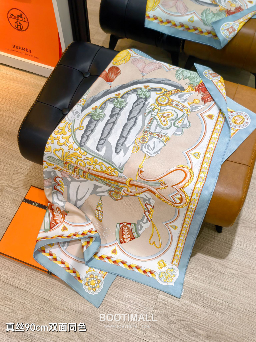Hermes Twill Silk Scarf 90 “Bride de Gala 에르메스 트윌 실크 스카프 90 “브리드 드 갈라” SHMS2534 90×90cm 3