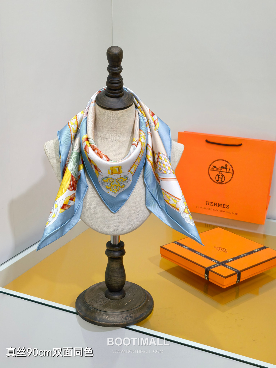 Hermes Twill Silk Scarf 90 “Bride de Gala 에르메스 트윌 실크 스카프 90 “브리드 드 갈라” SHMS2534 90×90cm 7
