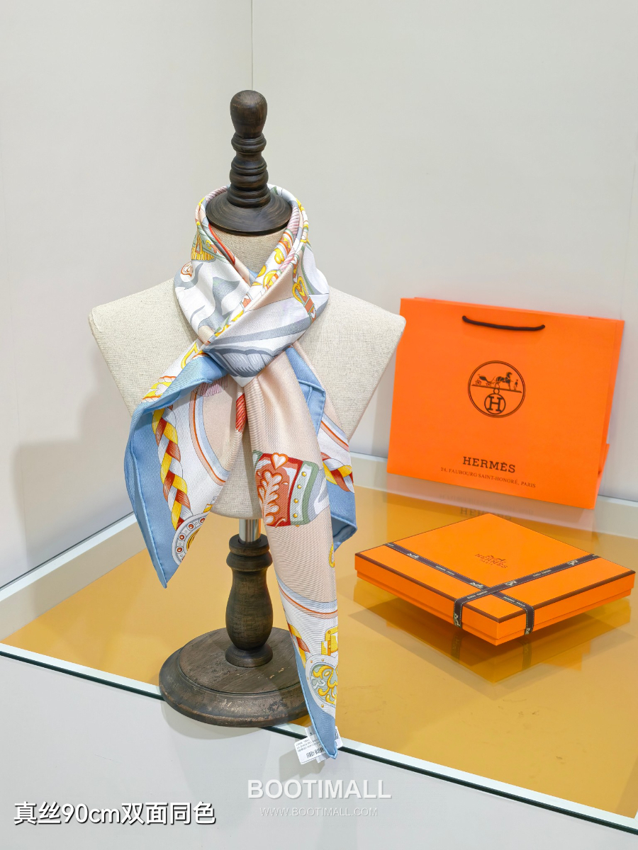 Hermes Twill Silk Scarf 90 “Bride de Gala 에르메스 트윌 실크 스카프 90 “브리드 드 갈라” SHMS2534 90×90cm 8