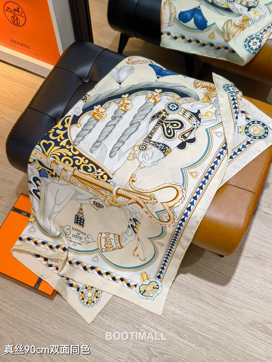 Hermes Twill Silk Scarf 90 “Bride de Gala 에르메스 트윌 실크 스카프 90 “브리드 드 갈라” SHMS2534-1 90×90cm 5