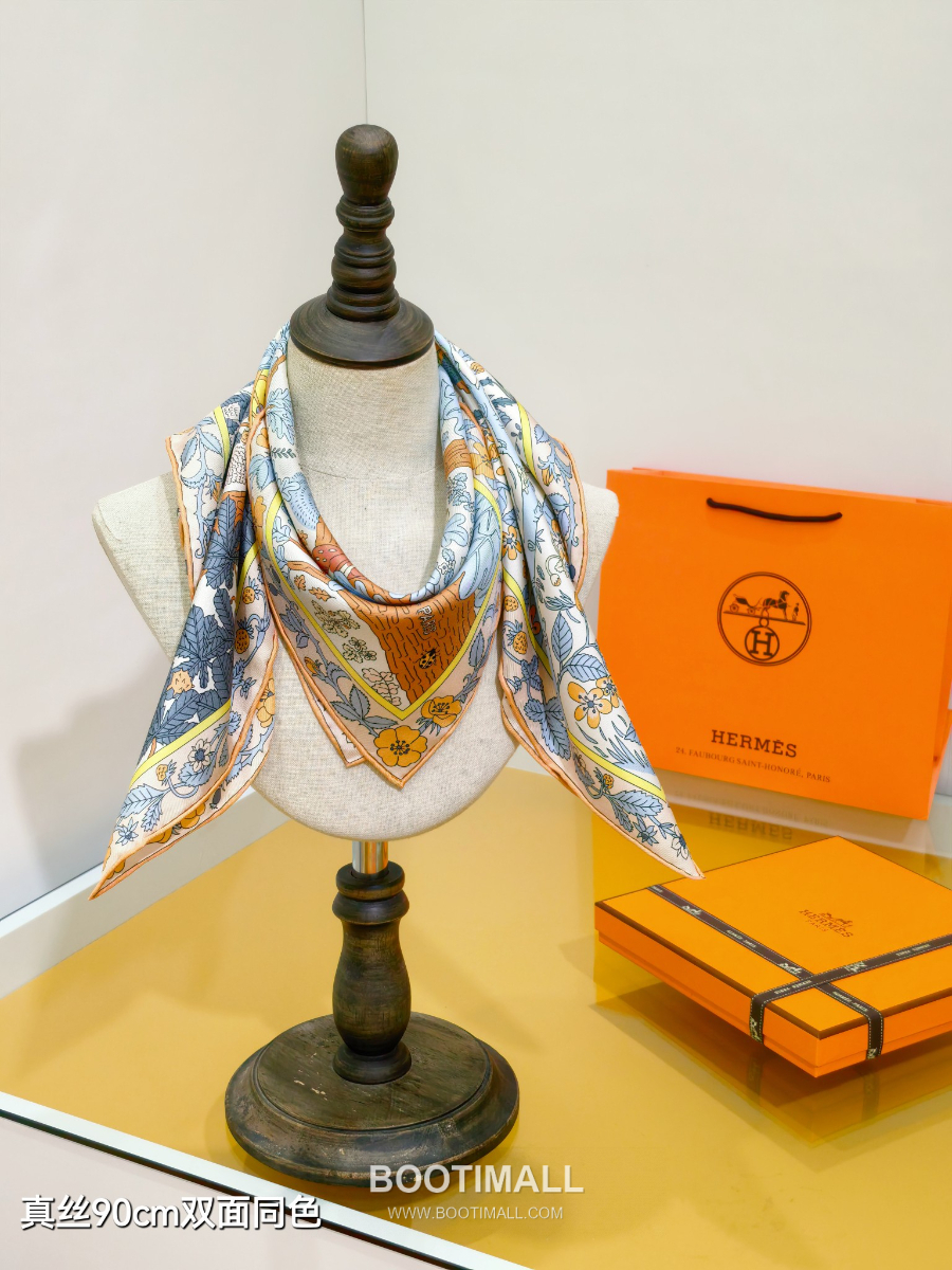 Hermes Twill Silk Scarf 90 “Coupe de Mai 에르메스 트윌 실크 스카프 90 “쿠프 드 메이(5월 신의 컵)” SHMS2569-1 90×90cm 8