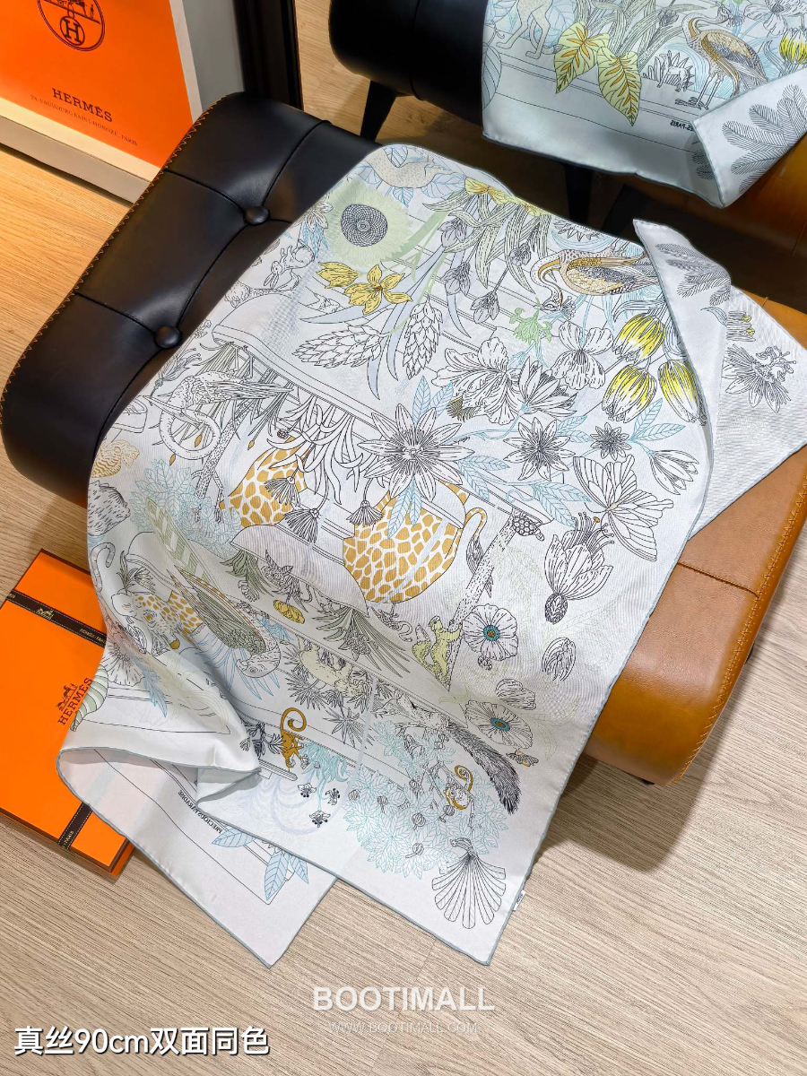 Hermes Twill Silk Scarf 90 “Le Jardin de Pythagore 에르메스 트윌 실크 스카프 90 “피타고라스의 정원” SHMS2529 90×90cm 5