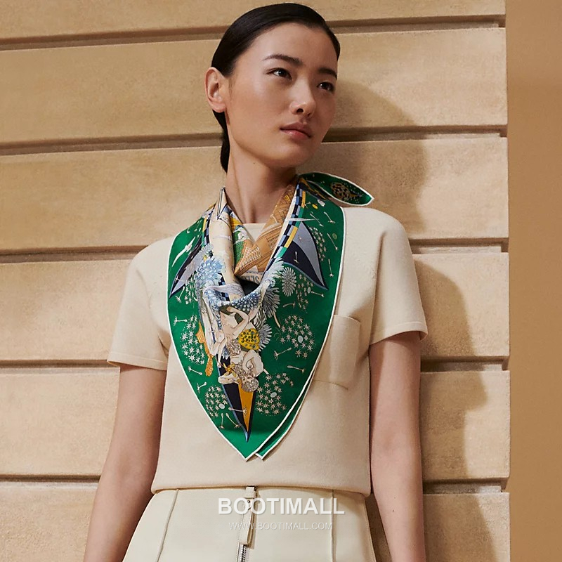 Hermes Twill Silk Scarf 90 “Hermes Flagship 에르메스 트윌 실크 스카프 90 “에르메스 플래그십” SHMS2533 90×90cm 2