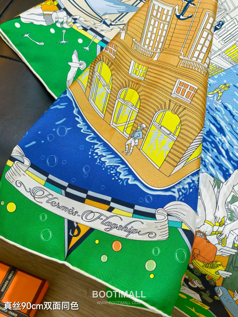 Hermes Twill Silk Scarf 90 “Hermes Flagship 에르메스 트윌 실크 스카프 90 “에르메스 플래그십” SHMS2533 90×90cm 7
