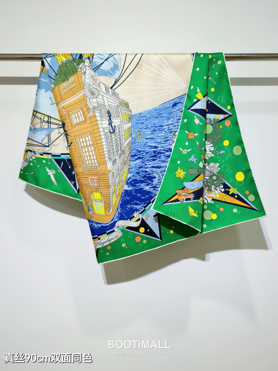 Hermes Twill Silk Scarf 90 “Hermes Flagship 에르메스 트윌 실크 스카프 90 “에르메스 플래그십” SHMS2533 90×90cm 8