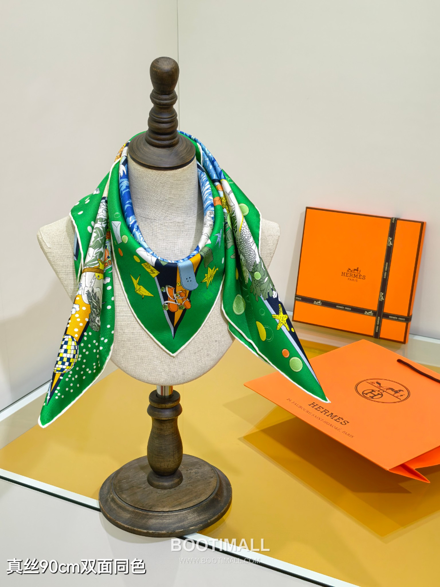 Hermes Twill Silk Scarf 90 “Hermes Flagship 에르메스 트윌 실크 스카프 90 “에르메스 플래그십” SHMS2533 90×90cm 9