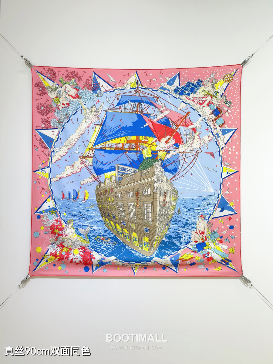 Hermes Twill Silk Scarf 90 “Hermes Flagship 에르메스 트윌 실크 스카프 90 “에르메스 플래그십” SHMS2533-1 90×90cm 3
