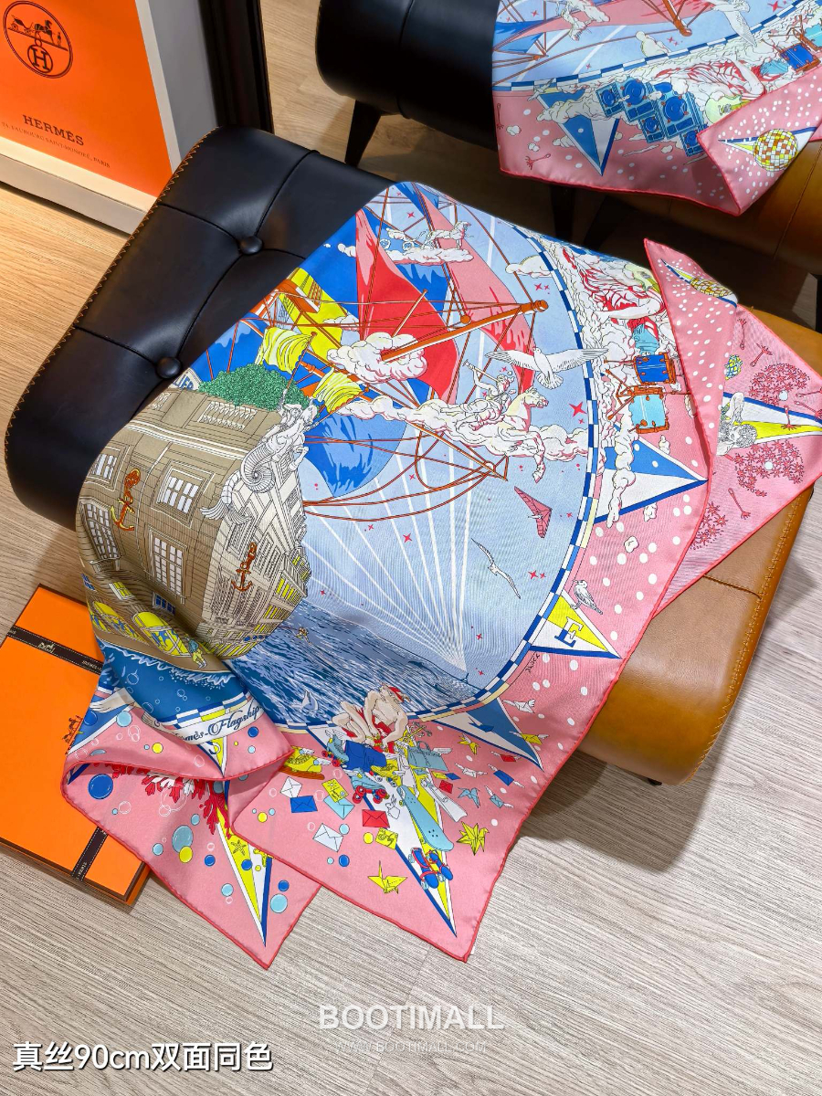 Hermes Twill Silk Scarf 90 “Hermes Flagship 에르메스 트윌 실크 스카프 90 “에르메스 플래그십” SHMS2533-1 90×90cm 5