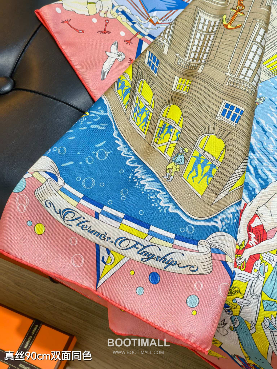 Hermes Twill Silk Scarf 90 “Hermes Flagship 에르메스 트윌 실크 스카프 90 “에르메스 플래그십” SHMS2533-1 90×90cm 6