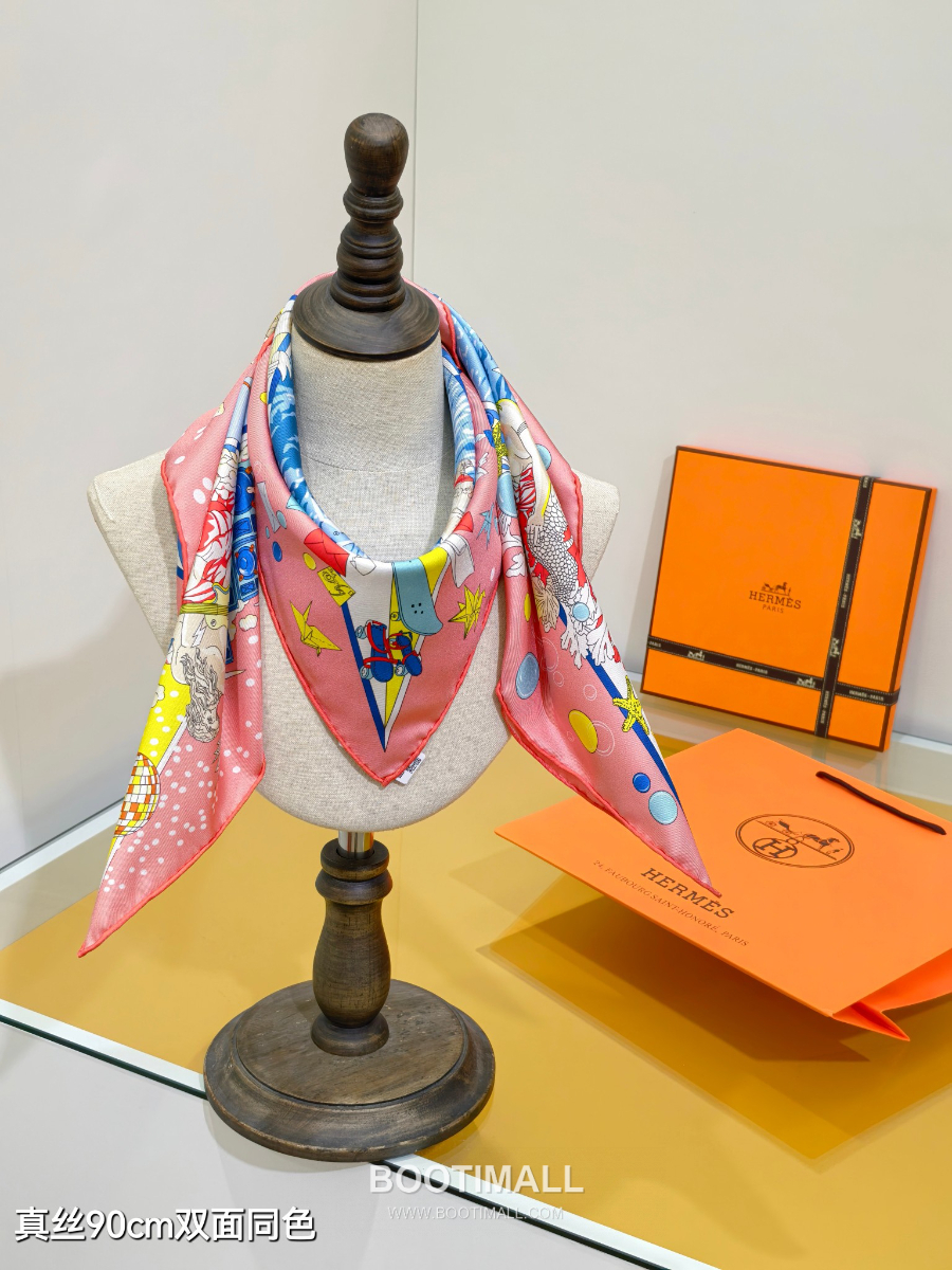 Hermes Twill Silk Scarf 90 “Hermes Flagship 에르메스 트윌 실크 스카프 90 “에르메스 플래그십” SHMS2533-1 90×90cm 9