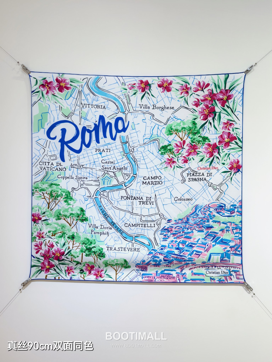 Dior Souvenir de Rome 90 Square Silk Twill Scarf  디올 수브니르 드 로마 90 실크 트윌 스카프 90×90cm 2