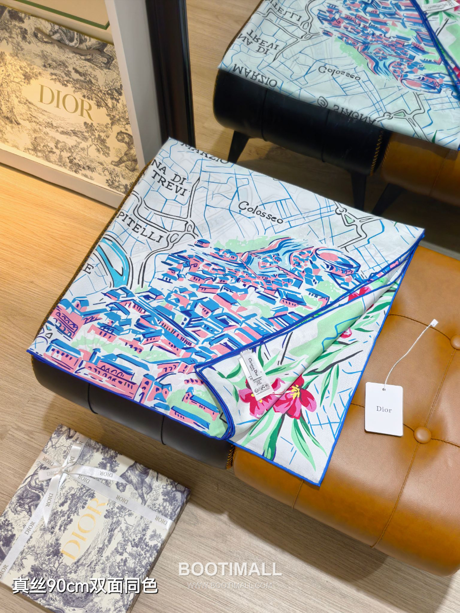 Dior Souvenir de Rome 90 Square Silk Twill Scarf  디올 수브니르 드 로마 90 실크 트윌 스카프 90×90cm 3