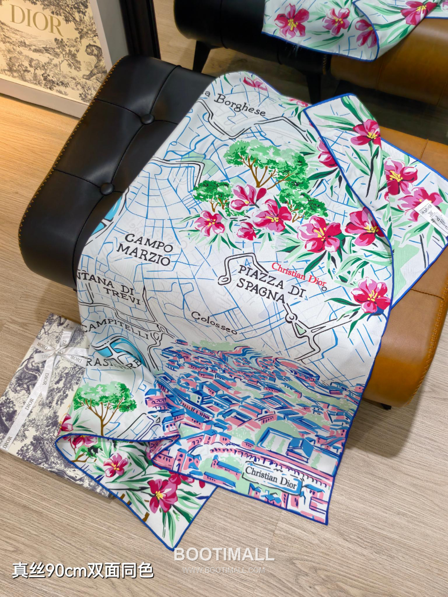 Dior Souvenir de Rome 90 Square Silk Twill Scarf  디올 수브니르 드 로마 90 실크 트윌 스카프 90×90cm 4