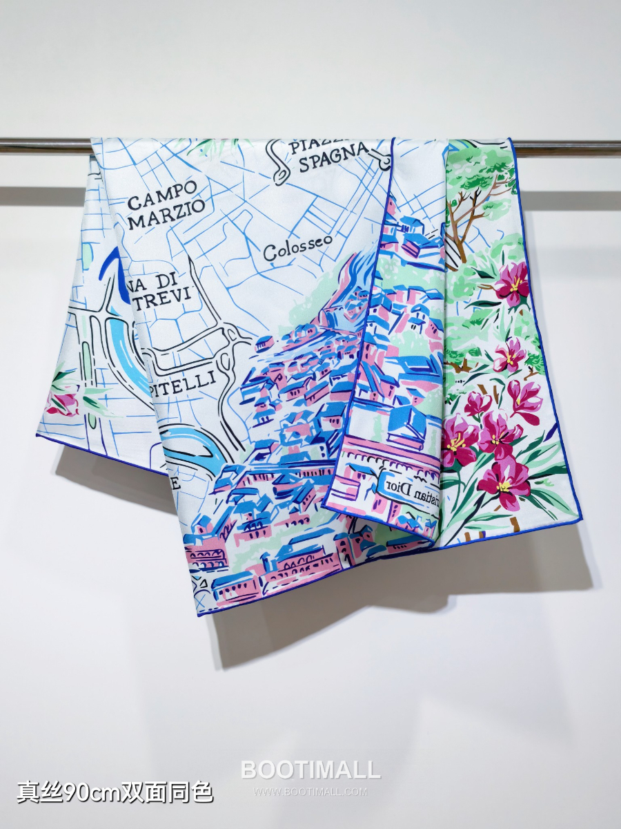 Dior Souvenir de Rome 90 Square Silk Twill Scarf  디올 수브니르 드 로마 90 실크 트윌 스카프 90×90cm 7