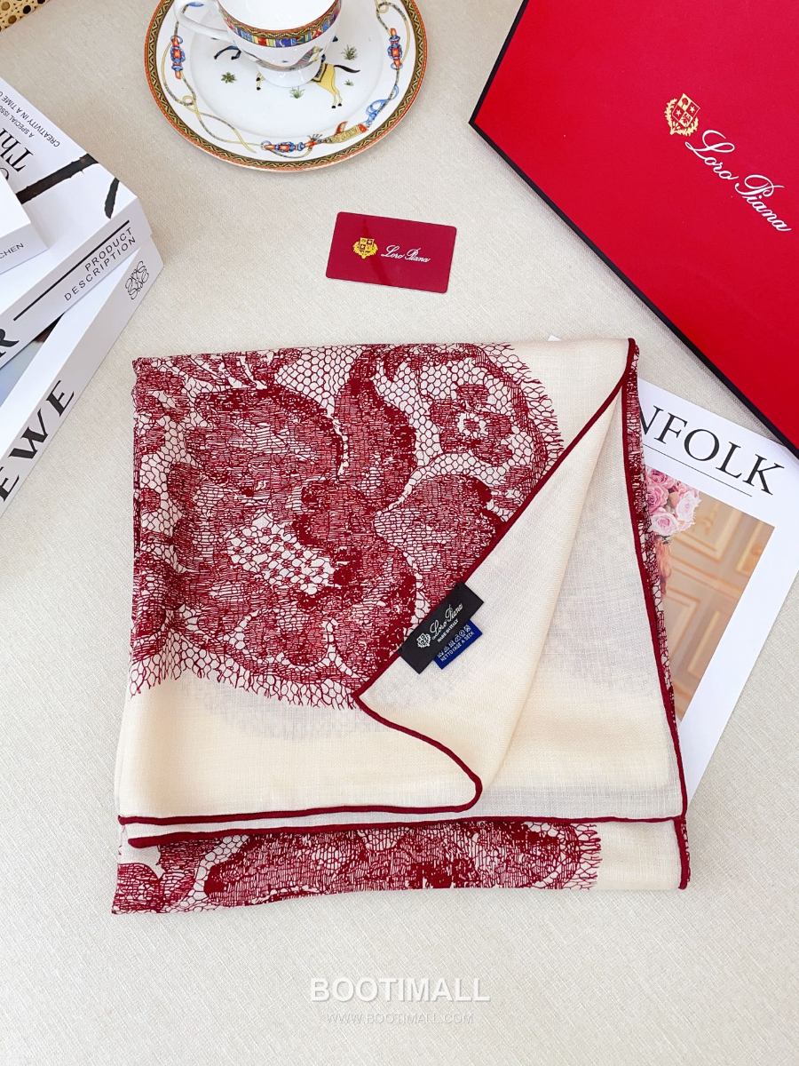 Loro Piana Cashmere Silk Square Scarf 로로피아나 캐시미어 실크 스퀘어 스카프 140 리버서블 레드 140×140cm 3