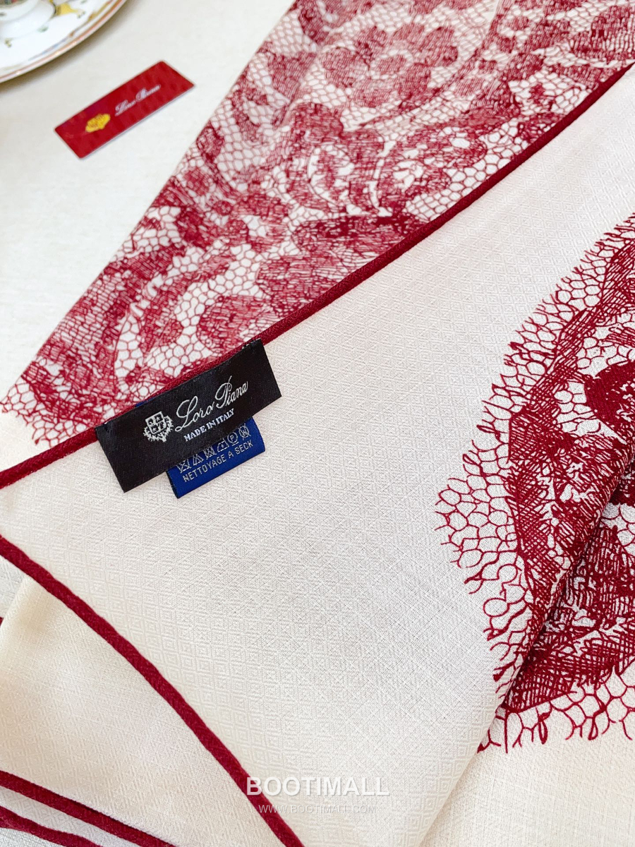 Loro Piana Cashmere Silk Square Scarf 로로피아나 캐시미어 실크 스퀘어 스카프 140 리버서블 레드 140×140cm 5