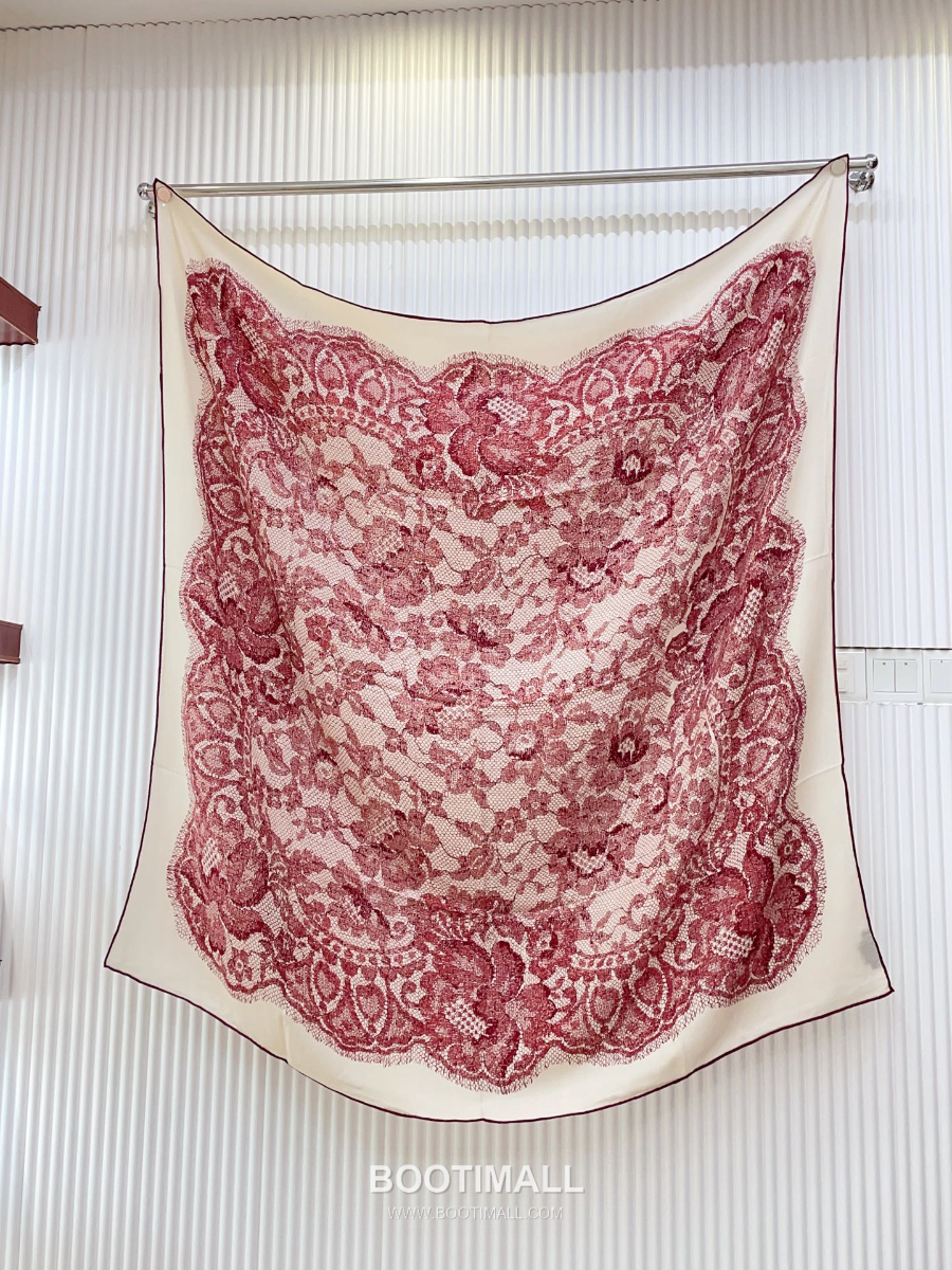 Loro Piana Cashmere Silk Square Scarf 로로피아나 캐시미어 실크 스퀘어 스카프 140 리버서블 레드 140×140cm 6