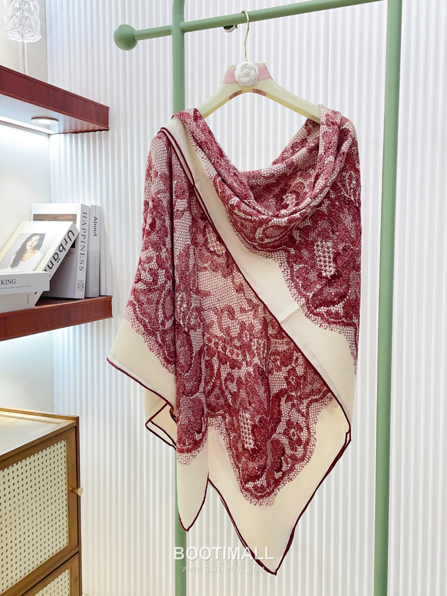 Loro Piana Cashmere Silk Square Scarf 로로피아나 캐시미어 실크 스퀘어 스카프 140 리버서블 레드 140×140cm 7