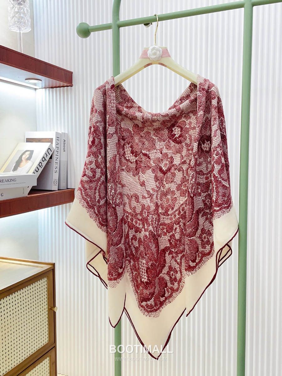 Loro Piana Cashmere Silk Square Scarf 로로피아나 캐시미어 실크 스퀘어 스카프 140 리버서블 레드 140×140cm 8