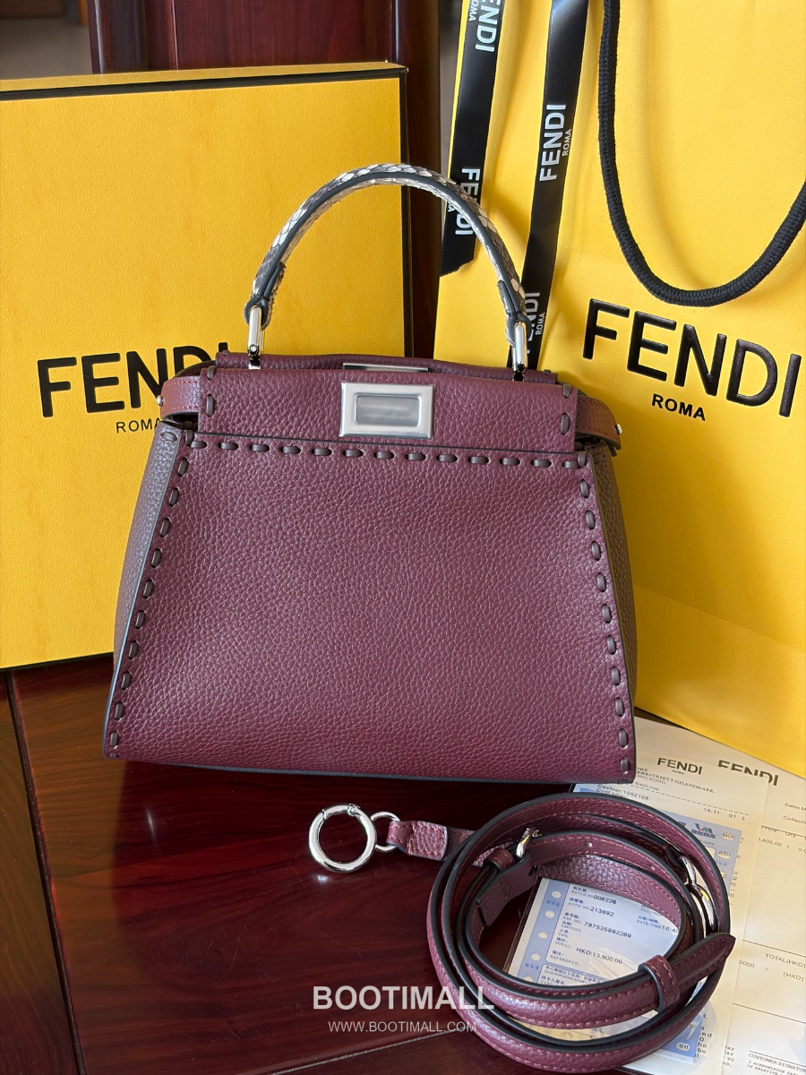 Fendi Peekaboo Mini Selleria Grained Calfskin 펜디 피카부 미니 셀레리아 그레인드 카프스킨 토트백 23cm 4