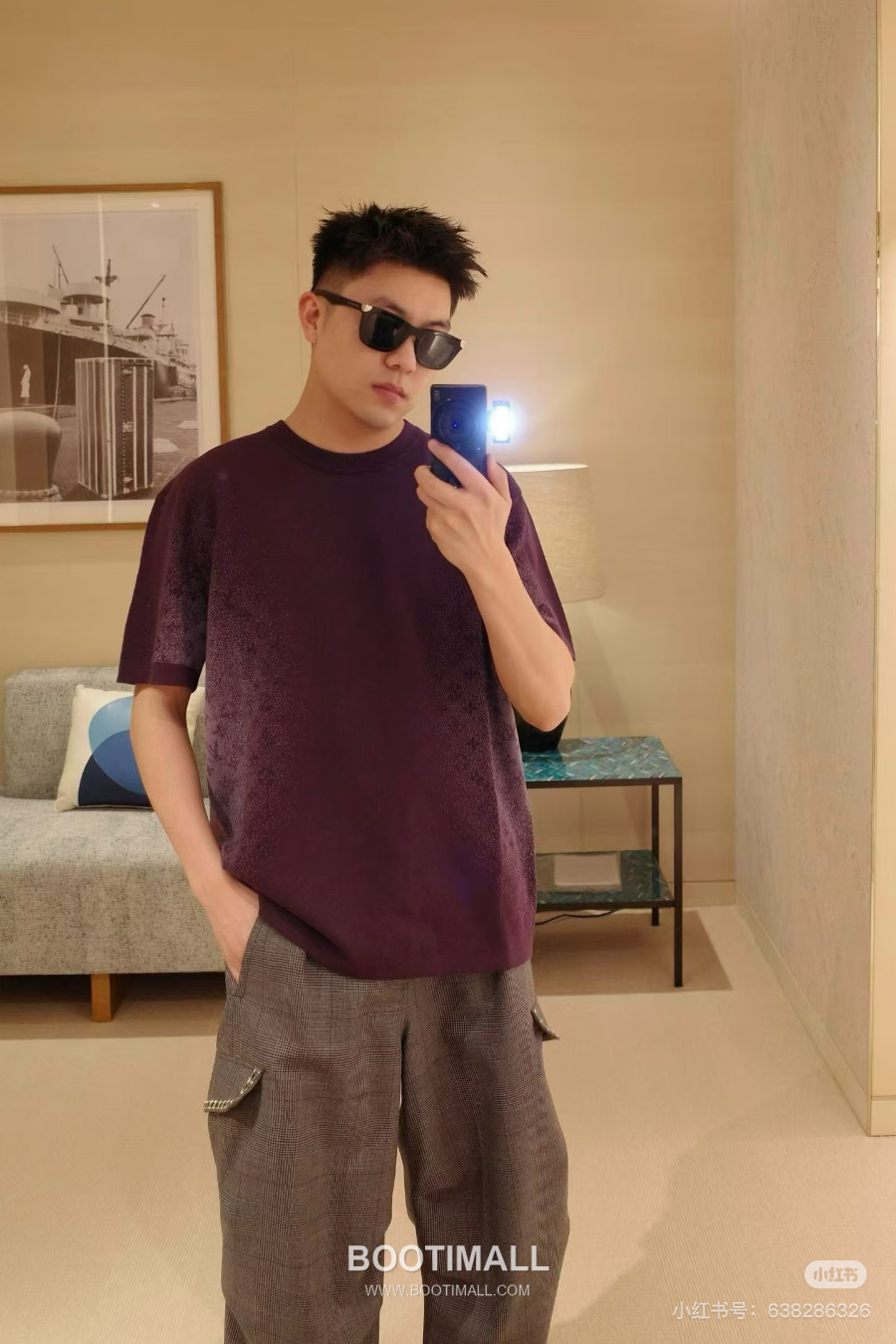 Louis Vuitton Monogram Spray-Effect Panel Cotton T-Shirt 루이비통 모노그램 스프레이 이펙트 패널 코튼 티셔츠 버건디 1