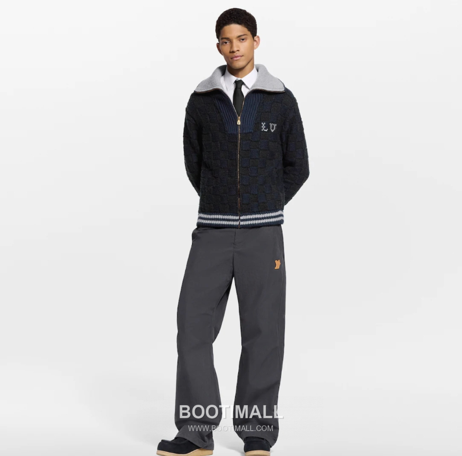 Louis Vuitton Damier Zip-Up Knit Cardigan 루이비통 다미에 집업 니트 가디건 블랙 1