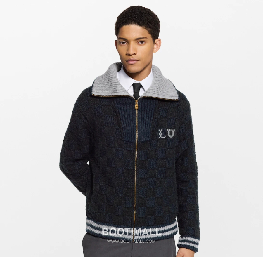 Louis Vuitton Damier Zip-Up Knit Cardigan 루이비통 다미에 집업 니트 가디건 블랙 2