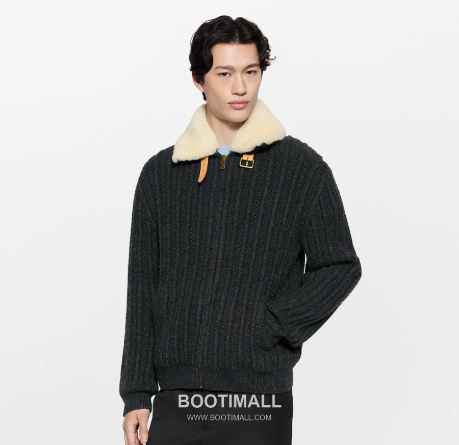 Louis Vuitton Shearling Collar Zip-Up Wool Blend Sweater 루이비통 시어링 카라 집업 울 혼방 스웨터 블랙 2