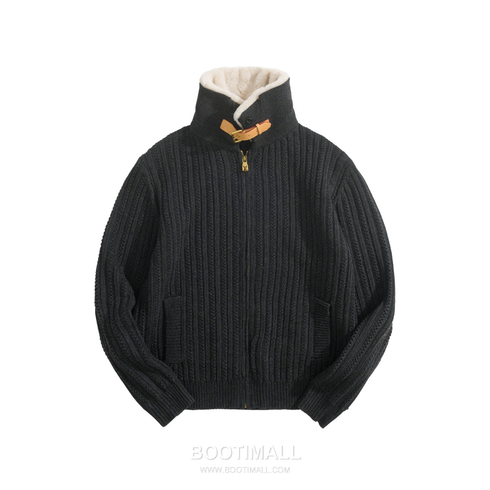 Louis Vuitton Shearling Collar Zip-Up Wool Blend Sweater 루이비통 시어링 카라 집업 울 혼방 스웨터 블랙 4