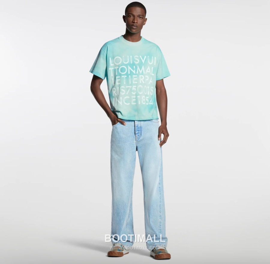 Louis Vuitton Marque L.Vuitton Depose Washed Print T-Shirt 루이비통 마르크 LV 뽀제 워시드 프린트 티셔츠 라이트 블루 1