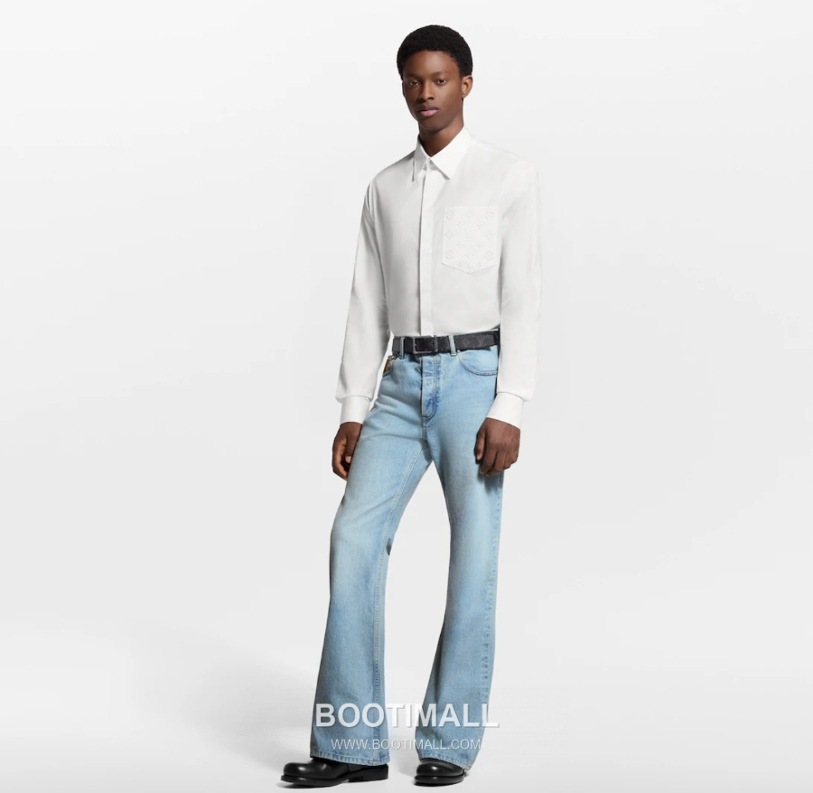 Louis Vuitton Embossed Monogram Pocket Cotton Shirt 루이비통 엠보스 모노그램 포켓 코튼 셔츠 화이트 1