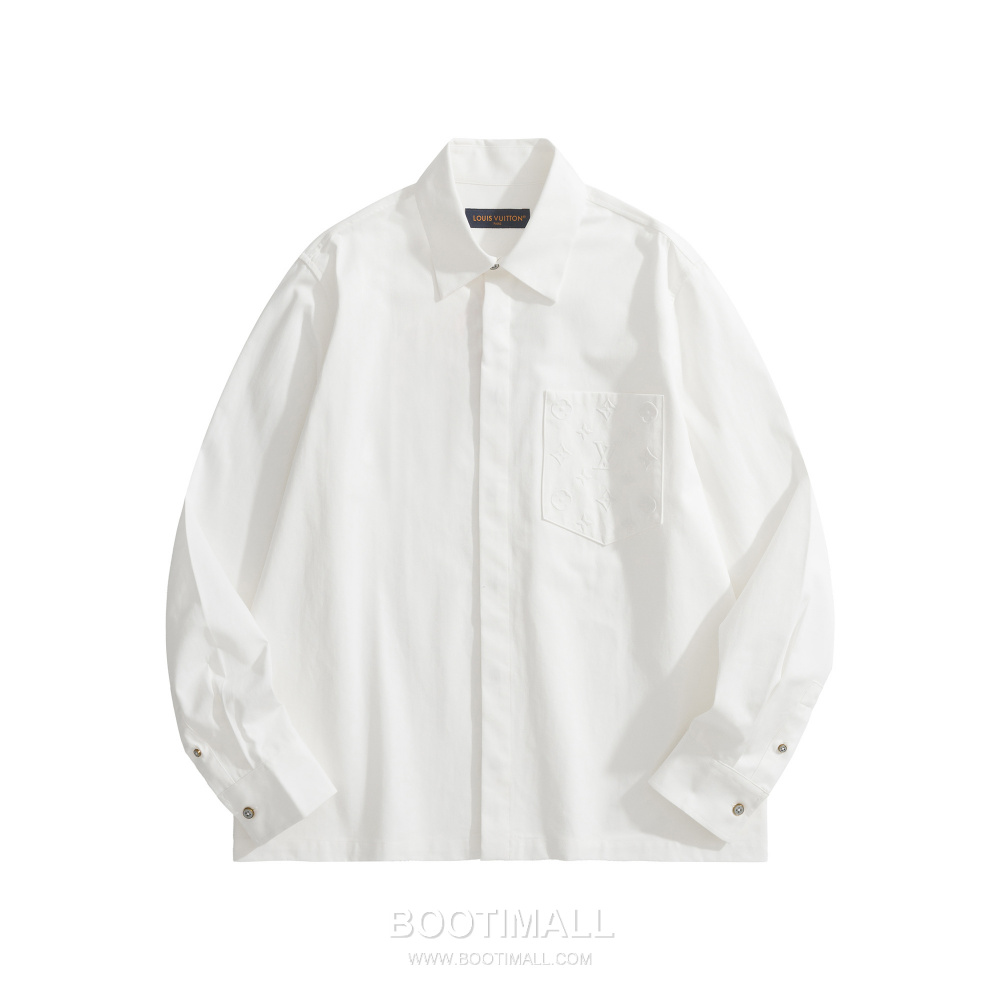 Louis Vuitton Embossed Monogram Pocket Cotton Shirt 루이비통 엠보스 모노그램 포켓 코튼 셔츠 화이트 4