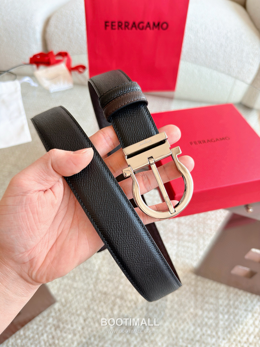 Ferragamo Reversible and Adjustable Gancini Belt 살바토레 페라가모 리버서블 23A564 593873 길이조절 간치니 벨트 3.5cm 4