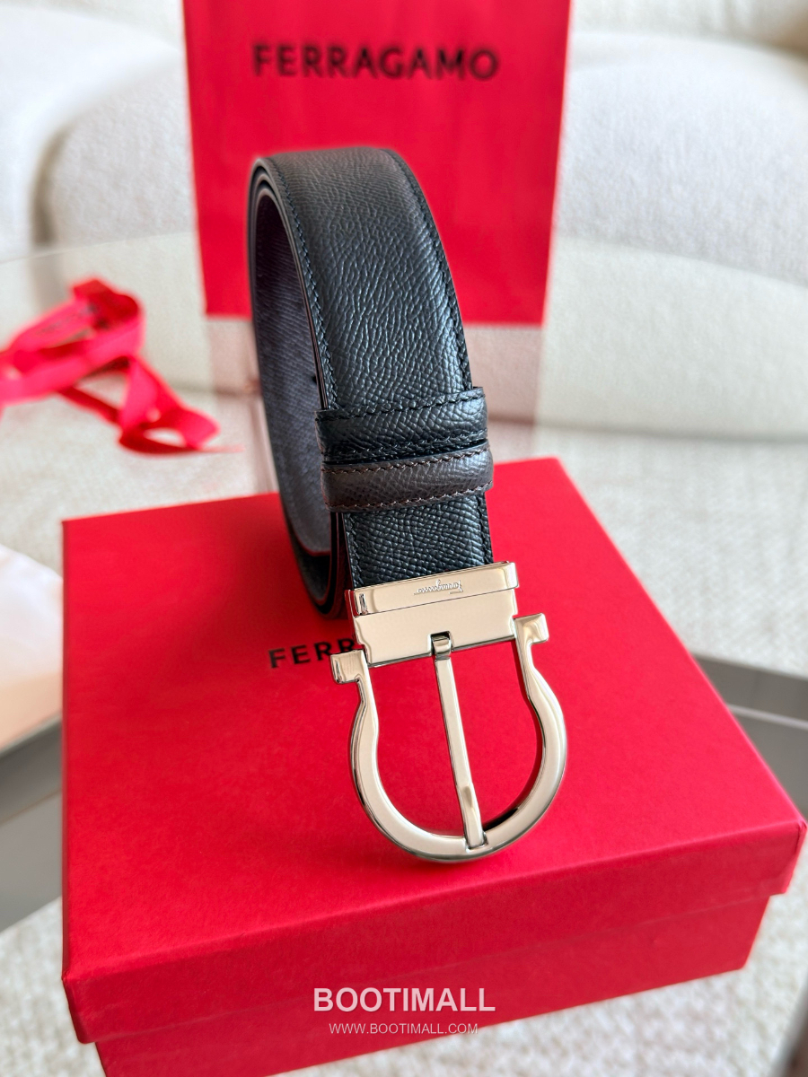 Ferragamo Reversible and Adjustable Gancini Belt 살바토레 페라가모 리버서블 23A564 593873 길이조절 간치니 벨트 3.5cm 5