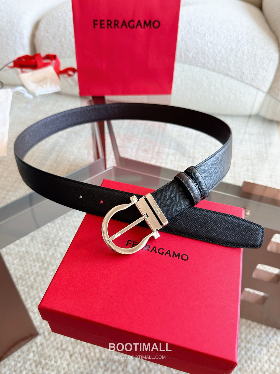 Ferragamo Reversible and Adjustable Gancini Belt 살바토레 페라가모 리버서블 23A564 593873 길이조절 간치니 벨트 3.5cm 7