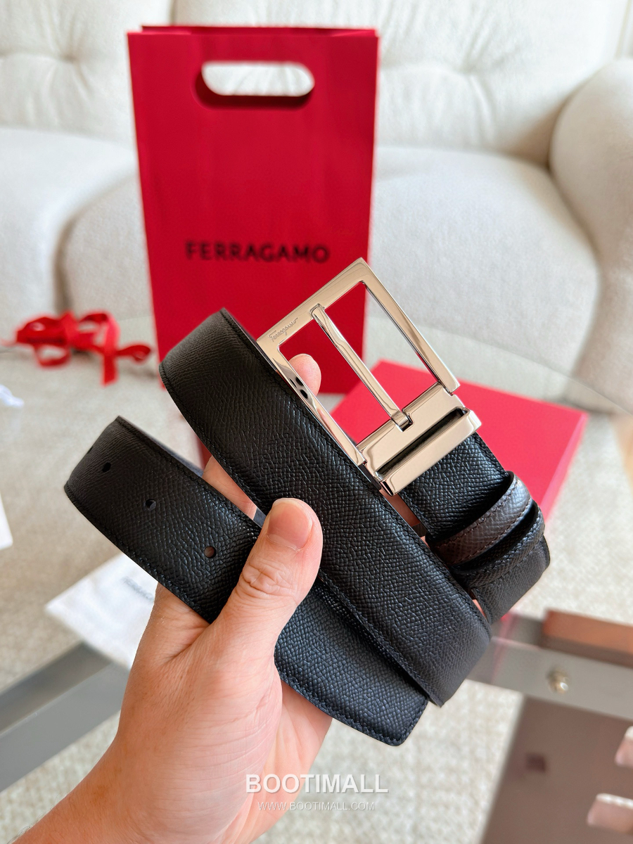 Ferragamo Reversible and Adjustable Gancini Belt 살바토레 페라가모 리버서블 23A565 길이조절 간치니 벨트 3.5cm 2