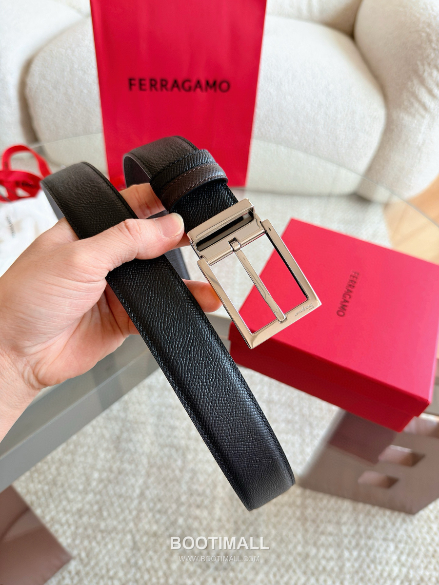 Ferragamo Reversible and Adjustable Gancini Belt 살바토레 페라가모 리버서블 23A565 길이조절 간치니 벨트 3.5cm 5