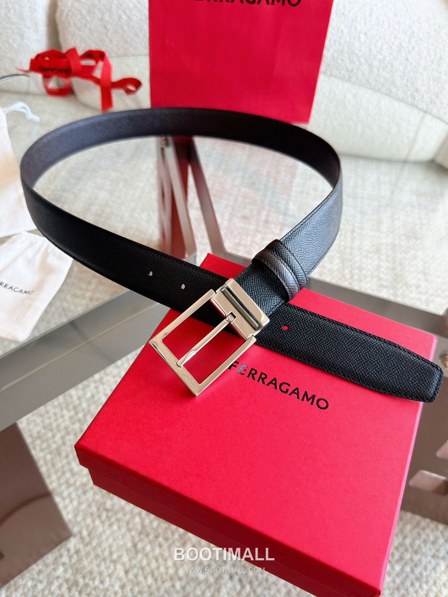 Ferragamo Reversible and Adjustable Gancini Belt 살바토레 페라가모 리버서블 23A565 길이조절 간치니 벨트 3.5cm 8