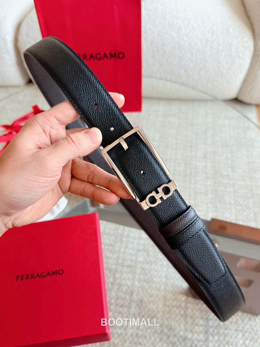 Ferragamo Reversible and Adjustable Gancini Belt 살바토레 페라가모 리버서블 23A566 길이조절 간치니 벨트 3.5cm 4