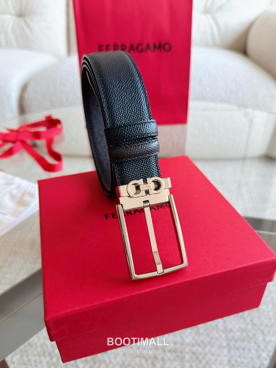 Ferragamo Reversible and Adjustable Gancini Belt 살바토레 페라가모 리버서블 23A566 길이조절 간치니 벨트 3.5cm 6