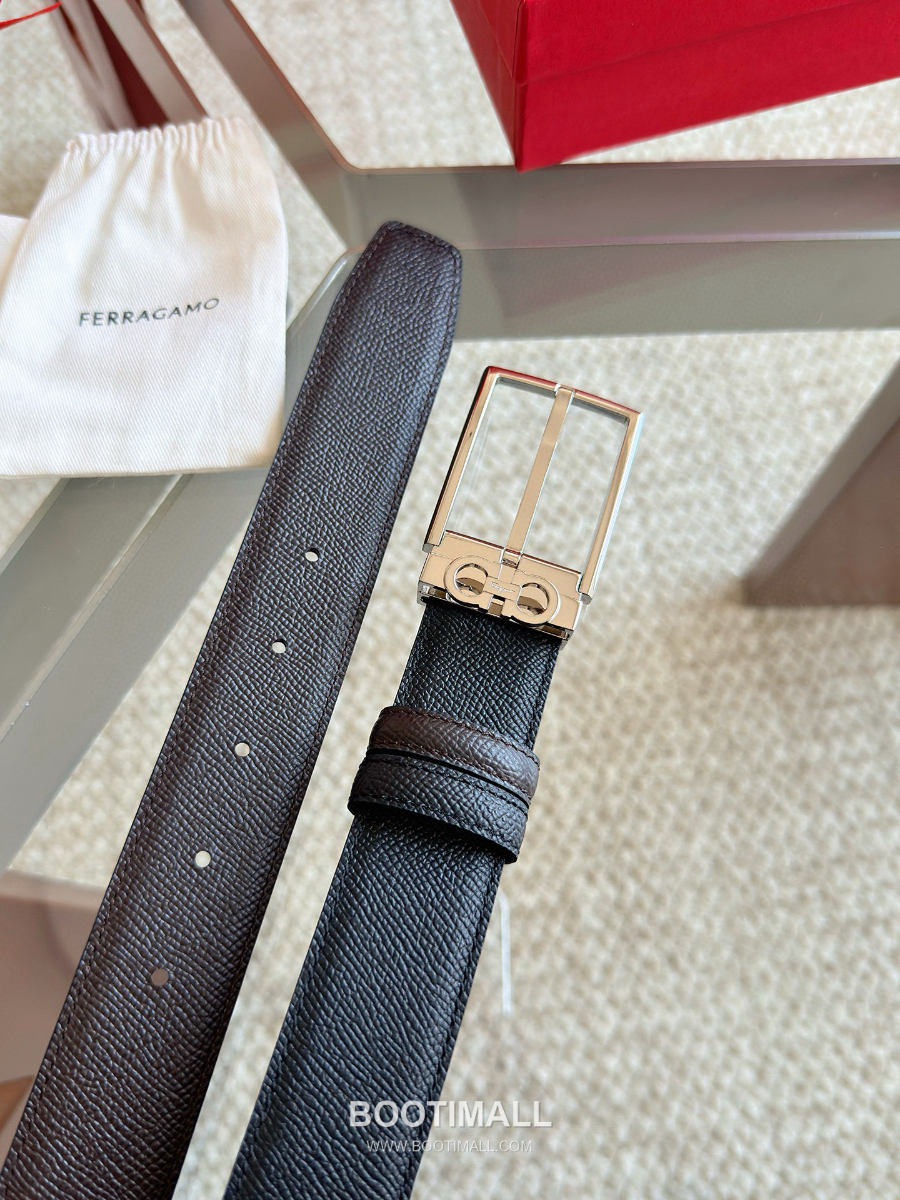 Ferragamo Reversible and Adjustable Gancini Belt 살바토레 페라가모 리버서블 23A566 길이조절 간치니 벨트 3.5cm 9