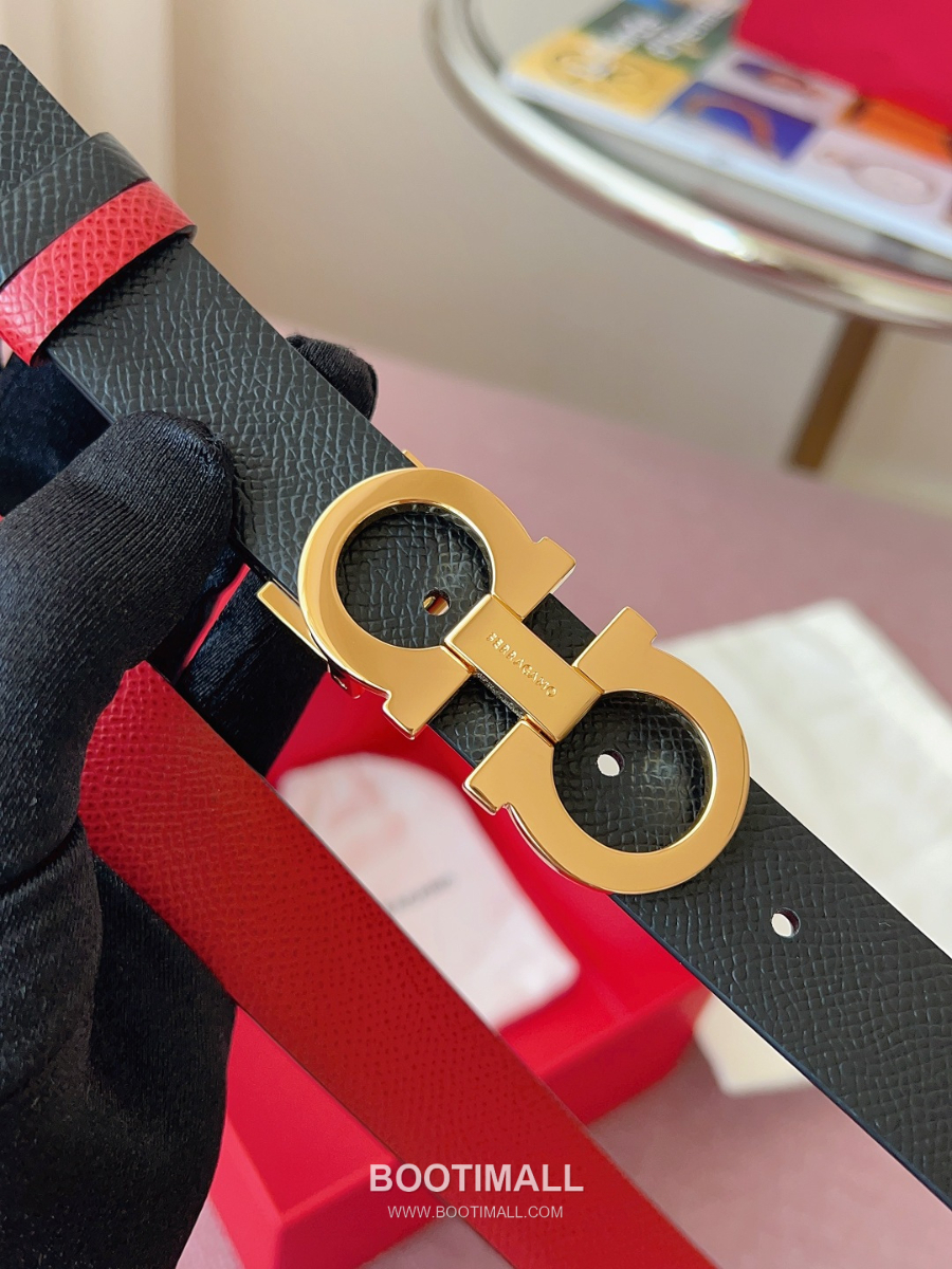 Ferragamo Reversible Gancini Belt 살바토레 페라가모 리버서블 간치니 양면벨트 블랙/레드 2.5cm 3
