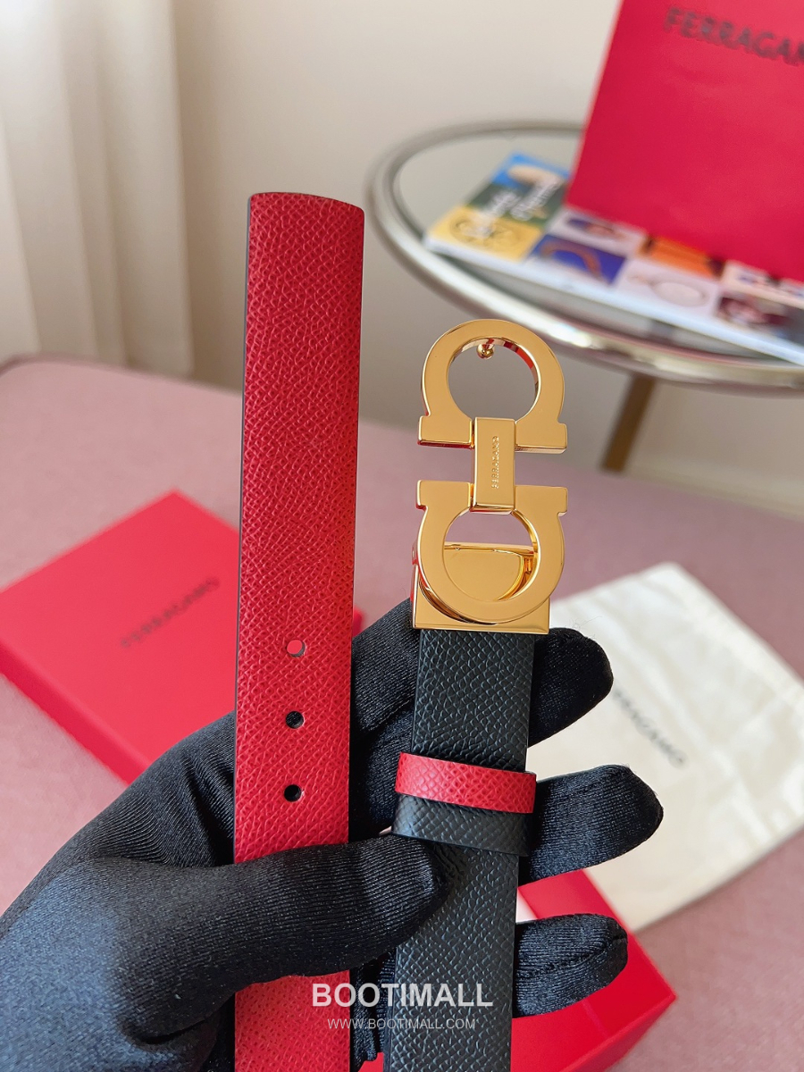 Ferragamo Reversible Gancini Belt 살바토레 페라가모 리버서블 간치니 양면벨트 블랙/레드 2.5cm 4
