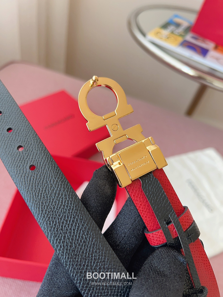 Ferragamo Reversible Gancini Belt 살바토레 페라가모 리버서블 간치니 양면벨트 블랙/레드 2.5cm 5