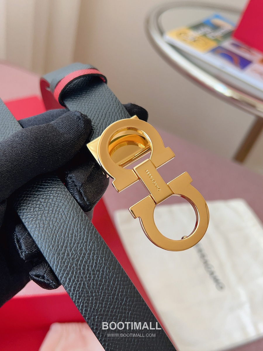 Ferragamo Reversible Gancini Belt 살바토레 페라가모 리버서블 간치니 양면벨트 블랙/레드 2.5cm 6